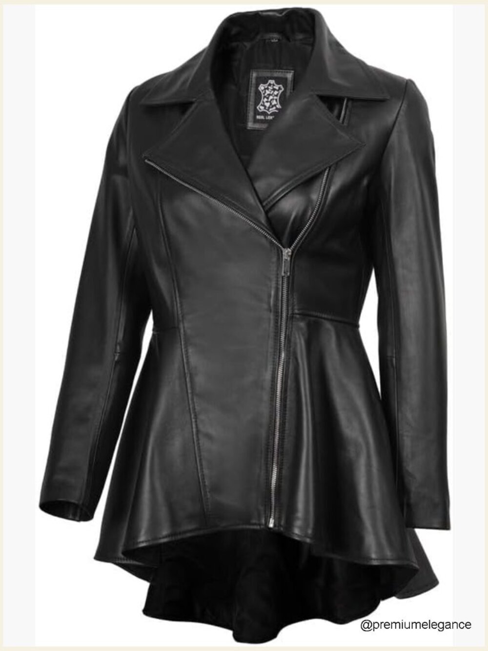 Real Lambskin Leather Jacket Asymmetrical Peplum Womens Coat